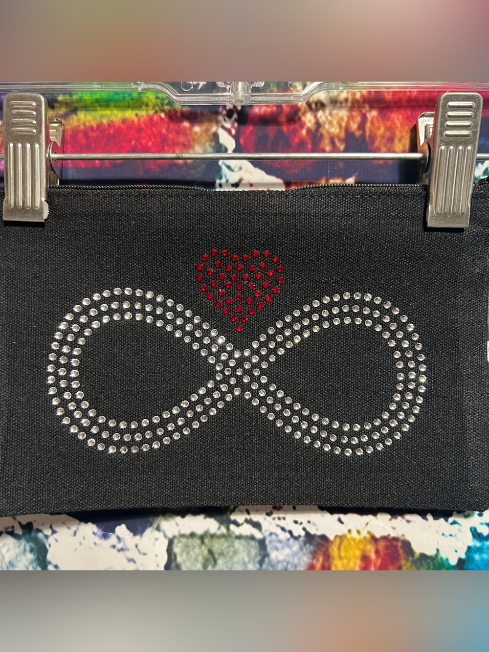 Infinity Heart Rhinestone Zipper Pouch [20R]
